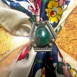 Vintage Green Turquoise Mexican Silver Ring